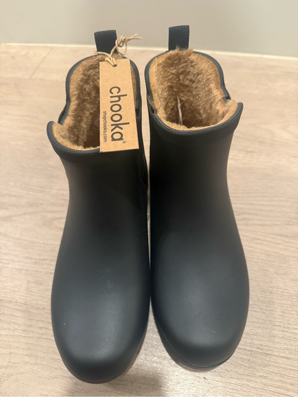 Chooka Deluxe Chelsea Rain Boots Faux Fur Lined Waterproof Black Size 7